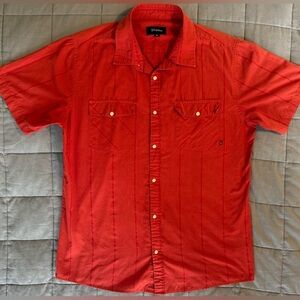 🔥 Brixton XL Red Short Sleeve Snap Button Shirt | Workwear Style 🔥